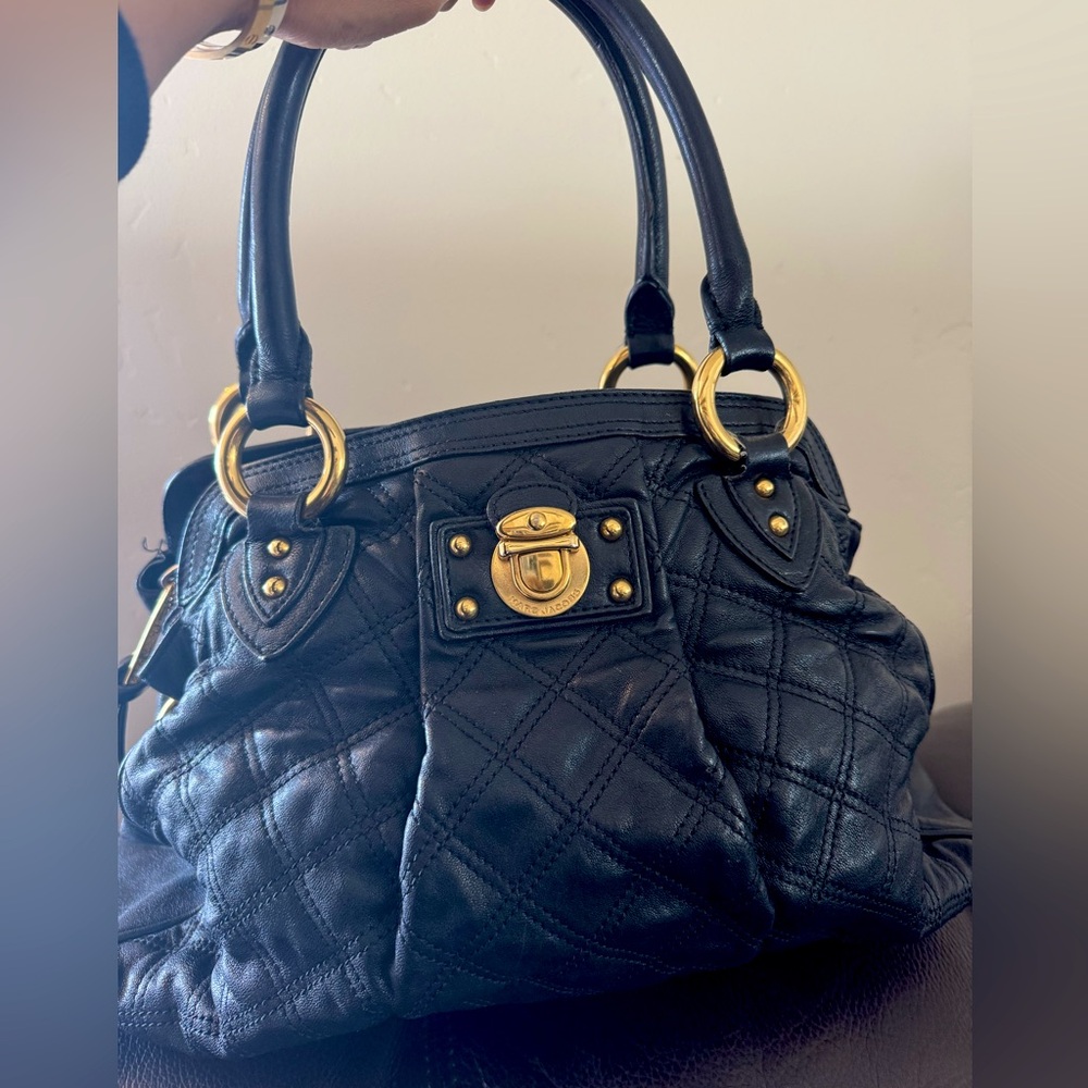 Marc Jacobs Black Quilted Bag with Gold Accents